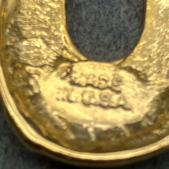 Clip On Earrings As Is Teardrop Hoop Gold Green Red Cream Enamel Swirl USA - Picture 5 of 7